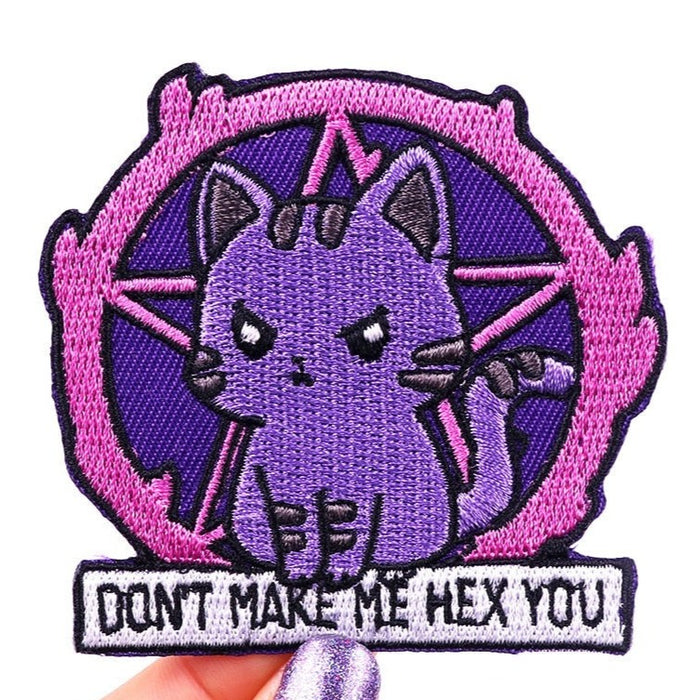 Angry Cat 'Don't Make Me Hex You' Embroidered Patch