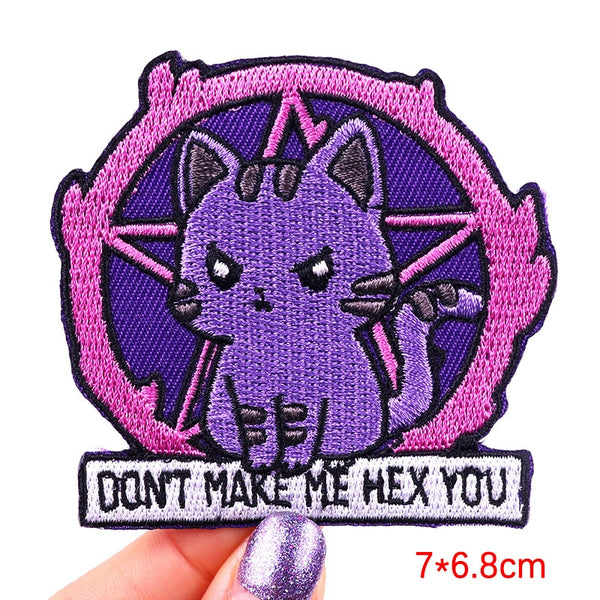 Angry Cat 'Don't Make Me Hex You' Embroidered Patch