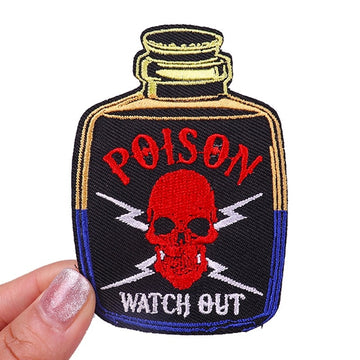 Skull 'Poison Bottle | Watch Out' Embroidered Patch