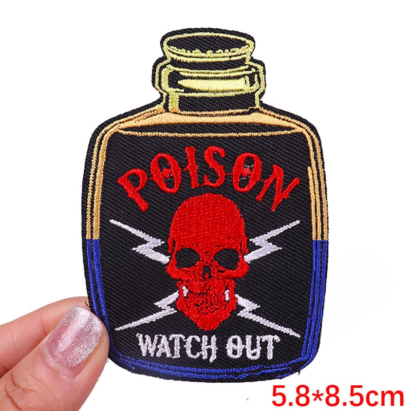 Skull 'Poison Bottle | Watch Out' Embroidered Patch