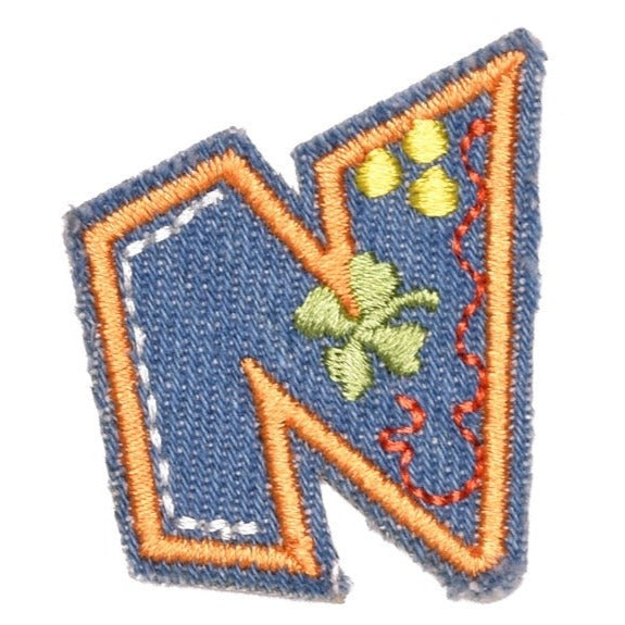 Letter N 'Denim Letter' Embroidered Patch — Little Patch Co