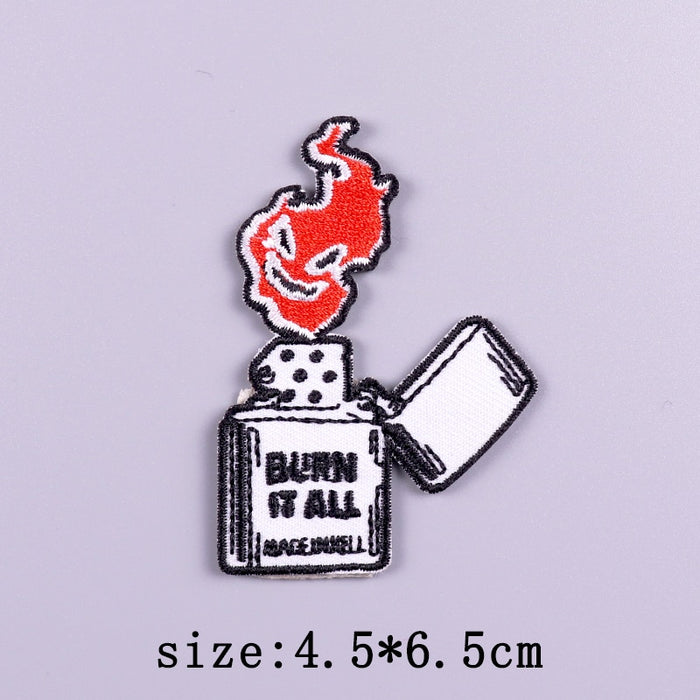 Lighter 'Burn It All | Evil Flame' Embroidered Velcro Patch