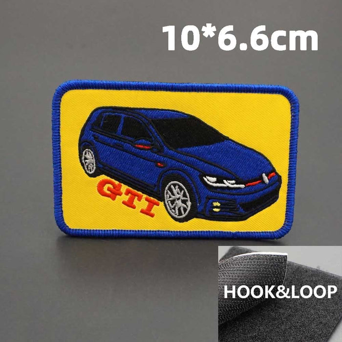 Vehicles 'Blue GTI' Embroidered Velcro Patch