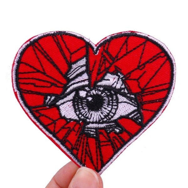 Broken Heart 'Peeking Eye' Embroidered Patch