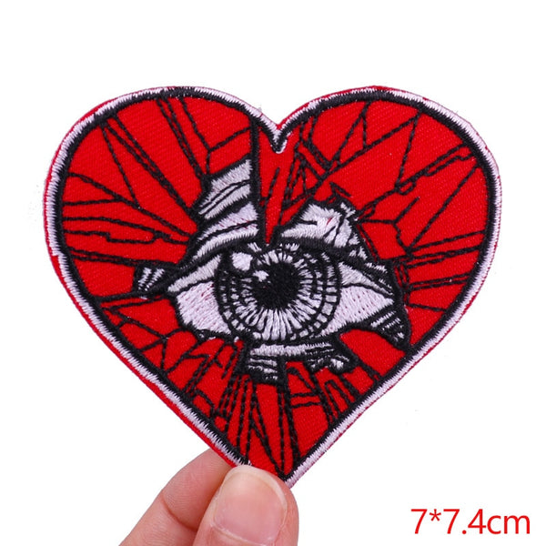 Broken Heart 'Peeking Eye' Embroidered Patch