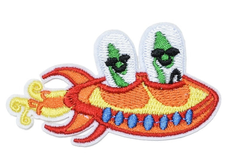 Cute 'Aliens | Riding A Spaceship' Embroidered Patch
