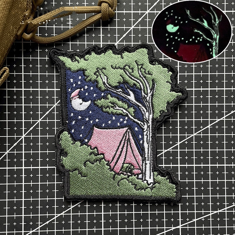 Luminous 'Star Forest | Night Outdoor Camping' Embroidered Velcro Patch