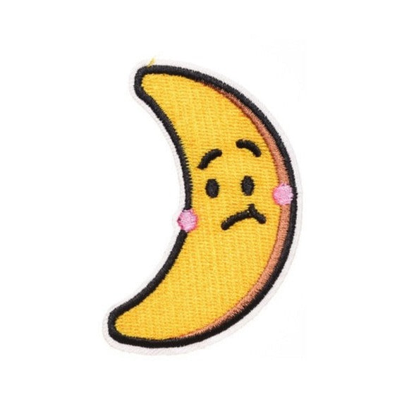 Cute 'Crescent Moon | Sad' Embroidered Patch