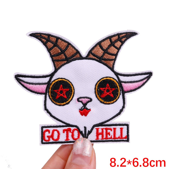 Baphomet 'Go To H**l | Star Eyes' Embroidered Patch