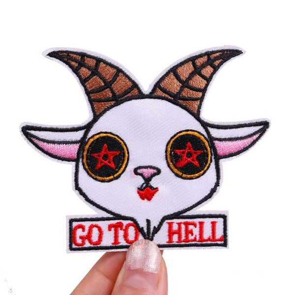 Baphomet 'Go To H**l | Star Eyes' Embroidered Patch