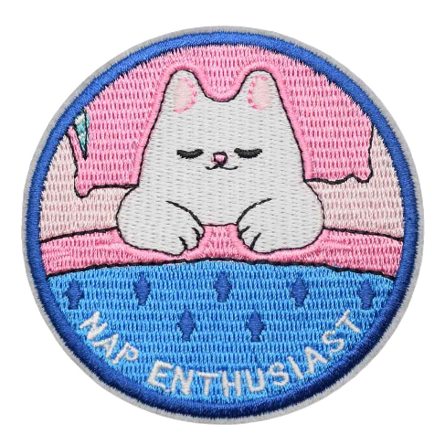 Cute Cat 'Nap Enthusiast' Embroidered Patch