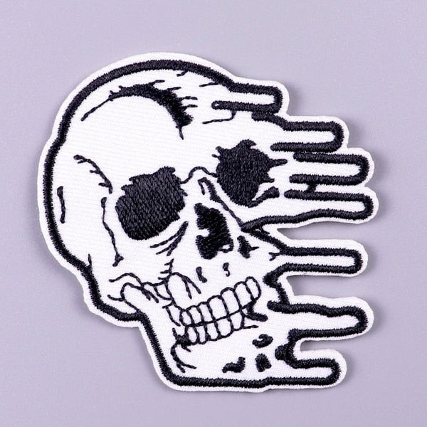 Cool 'Melting Skull' Embroidered Patch