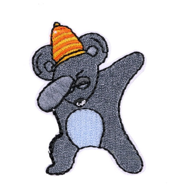 Cute Teddy Bear 'Dabbing | Striped Hat' Embroidered Patch