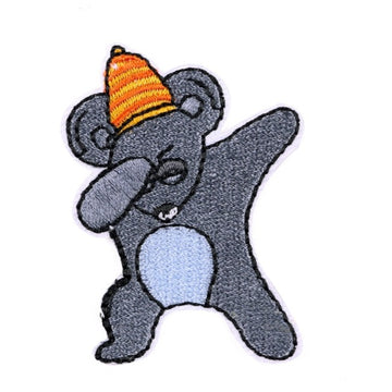 Cute Teddy Bear 'Dabbing | Striped Hat' Embroidered Patch