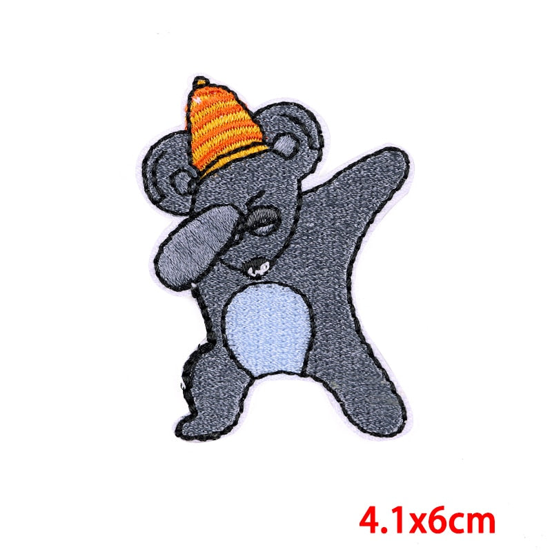 Cute Teddy Bear 'Dabbing | Striped Hat' Embroidered Patch
