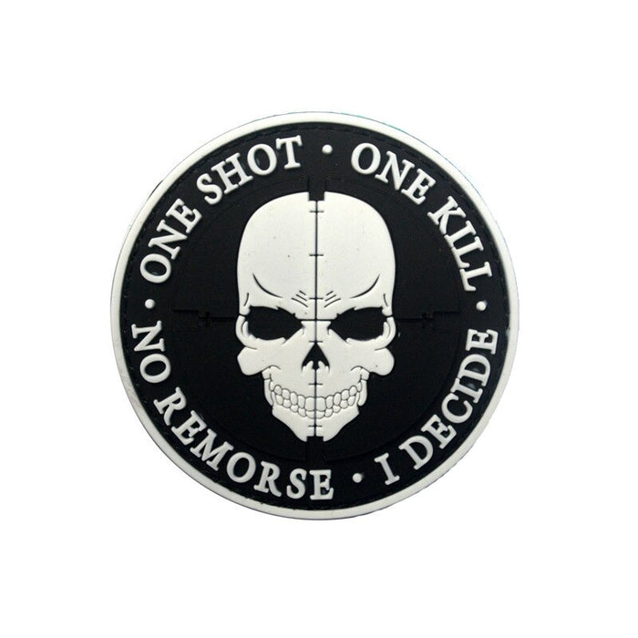 Skull 'One Shot One Kill No Remorse I Decide | 1.0' PVC Rubber Velcro Patch