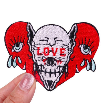 Love 'Skull Head With Broken Heart' Embroidered Patch