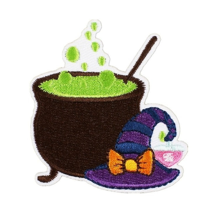 Halloween 'Witch Hat and Cauldron' Embroidered Patch