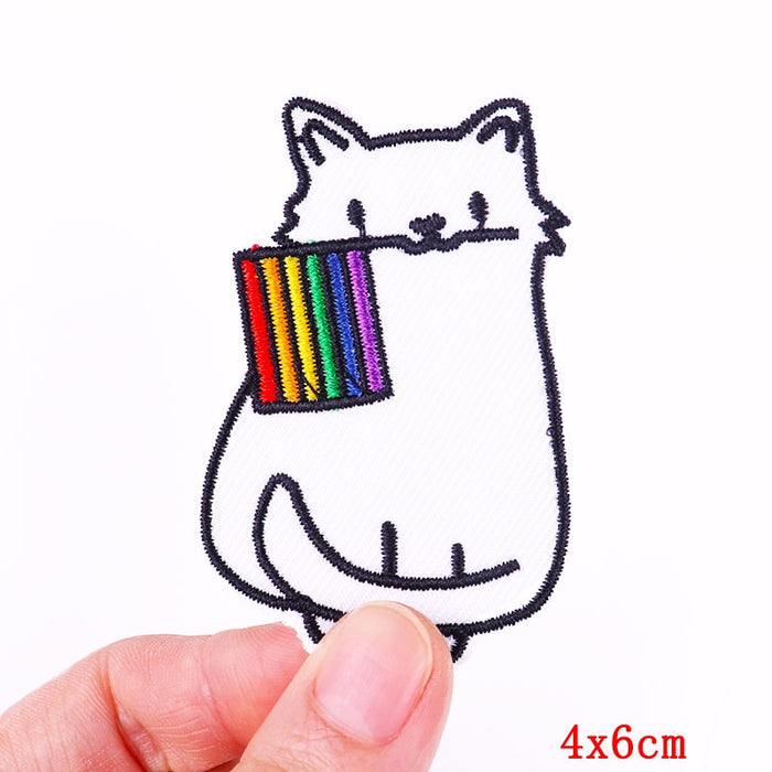 White Cat 'LGBT Pride Flag' Embroidered Velcro Patch