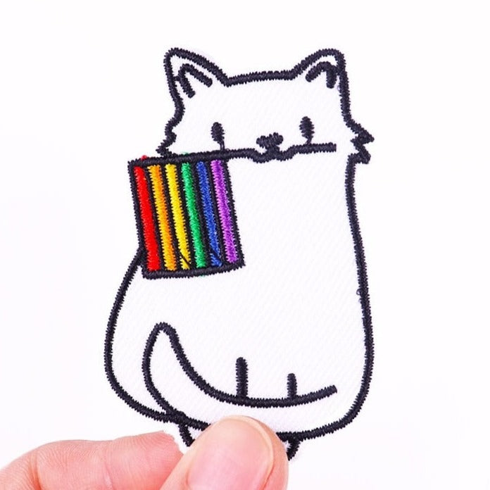 White Cat 'LGBT Pride Flag' Embroidered Velcro Patch