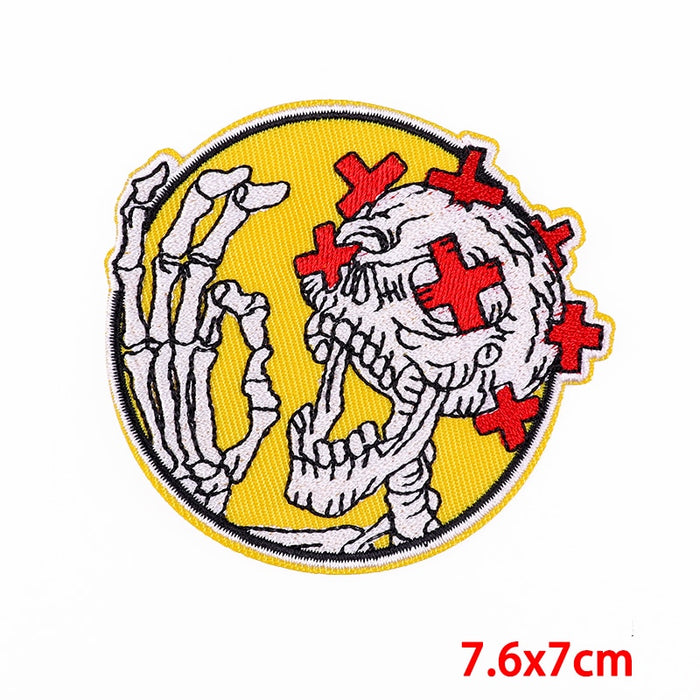 Skeleton 'Okay Hand Sign And Red Plasters' Embroidered Patch
