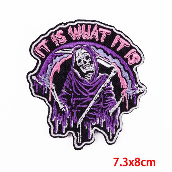 Grim Reaper 'It Is What It Is | Shrug' Embroidered Patch