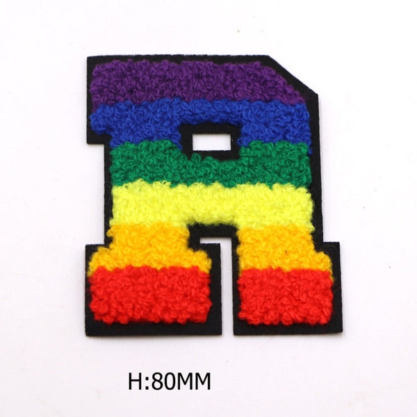 Rainbow Chenille 'Letter R' Embroidered Patch