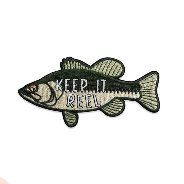 Bass Fish 'Gone Fishing | Round' Embroidered Velcro Patch