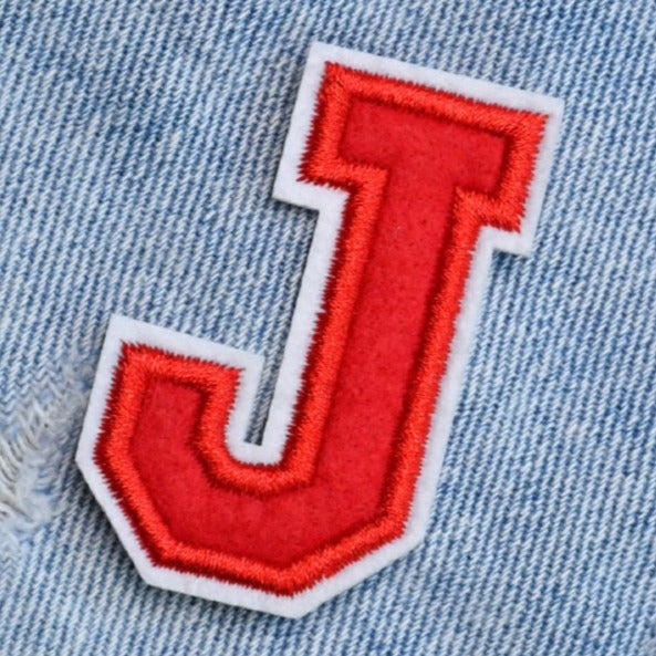 Letter J 'Red' Embroidered Patch