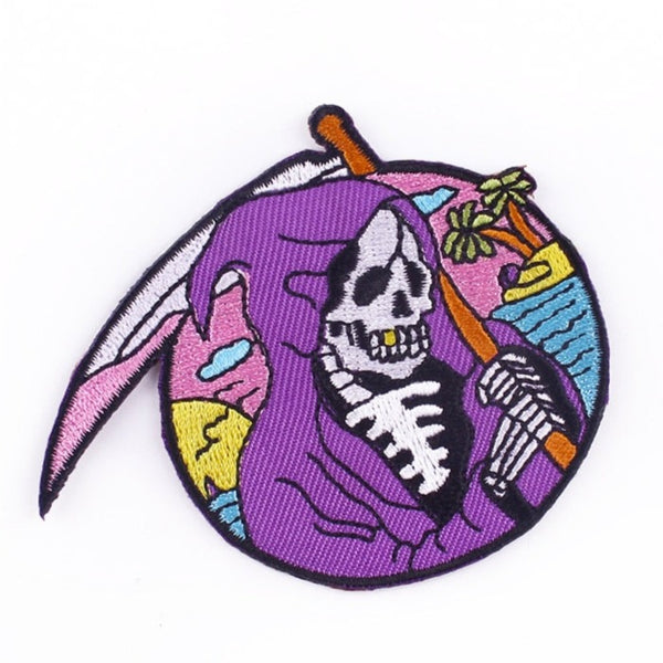 Skull 'Grim Reaper | Beach' Embroidered Patch