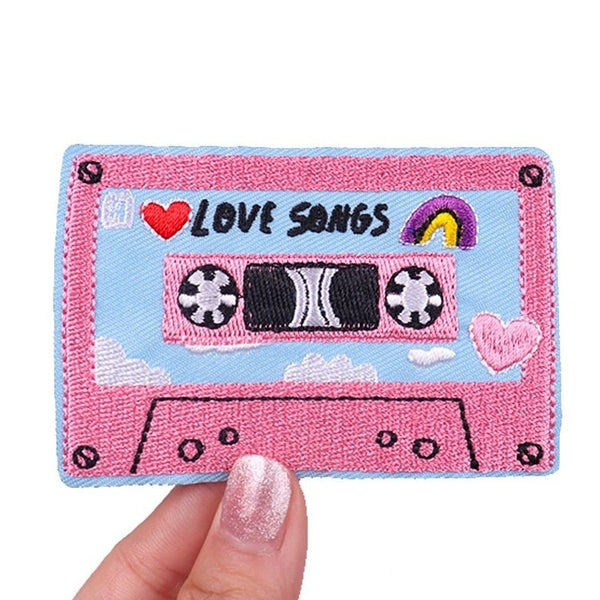 Cassette Tape 'Love Songs' Embroidered Patch