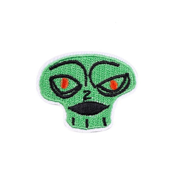 Alien Face 'Red Eyes' Embroidered Patch