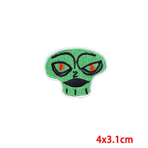 Alien Face 'Red Eyes' Embroidered Patch