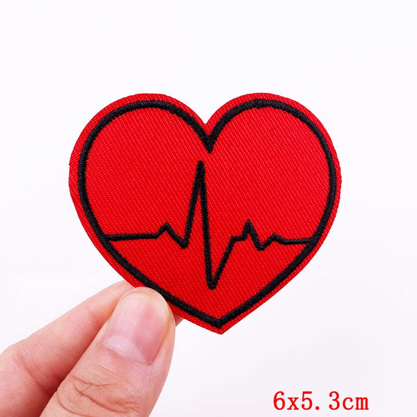 Red Heart 'Heartbeat Lifeline' Embroidered Patch