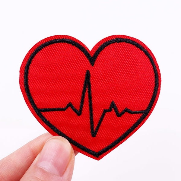 Red Heart 'Heartbeat Lifeline' Embroidered Patch