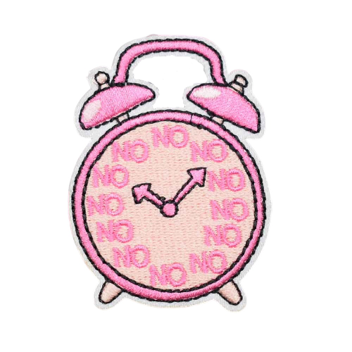 Cute 'No Alarm Clock | Pink' Embroidered Patch