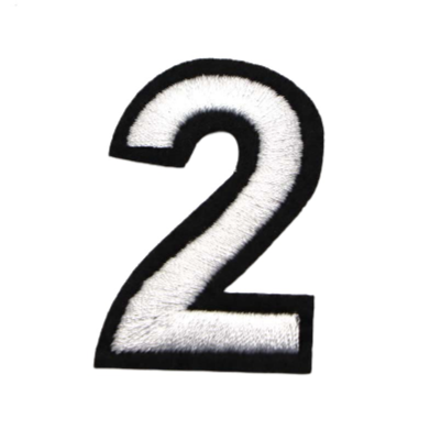 Black and White Number 'Two' Embroidered Patch