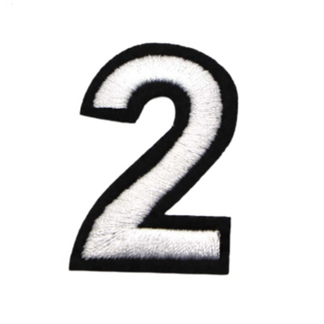 Black and White Number 'Two' Embroidered Patch