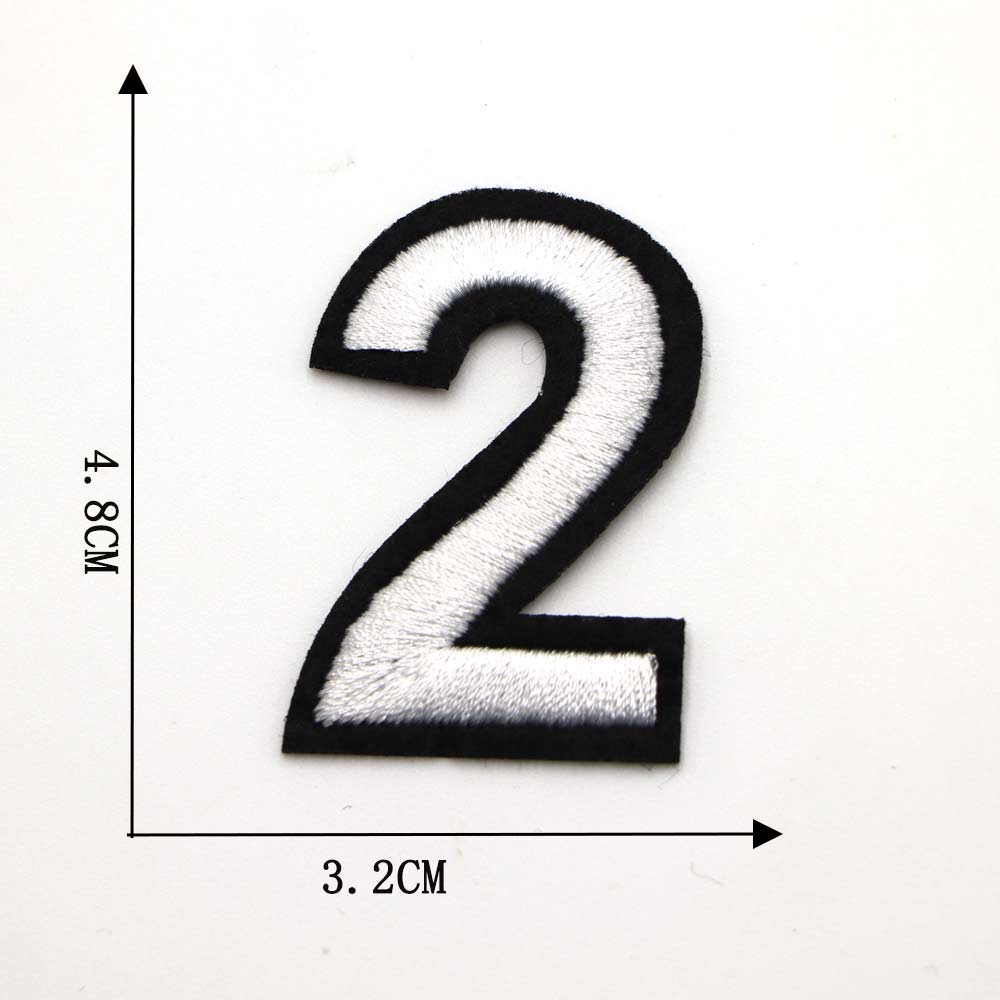Black and White Number 'Two' Embroidered Patch