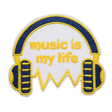 Headphones 'Music Is My Life | 1.0' Embroidered Patch