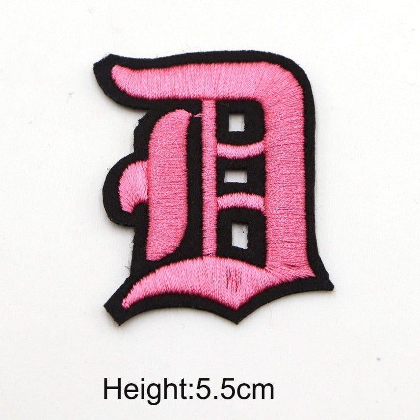 Gothic Font 'Letter D | Pink' Embroidered Patch