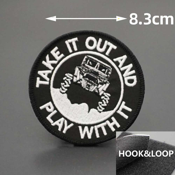 Vehicles 'Take It Out and Play With It | Monster Truck' Embroidered Velcro Patch