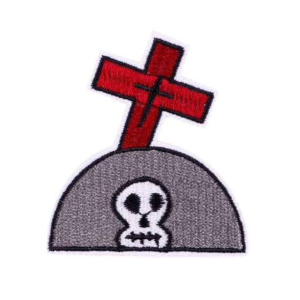 Halloween 'Skull Tomb | Cross' Embroidered Patch