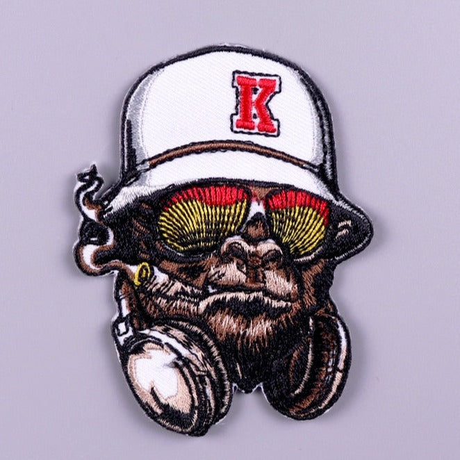 Cool 'Smoking Monkey | Head' Embroidered Patch