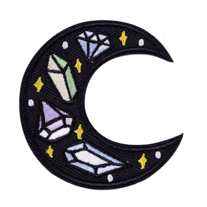 Crescent Moon 'Crystals and Stars' Embroidered Patch