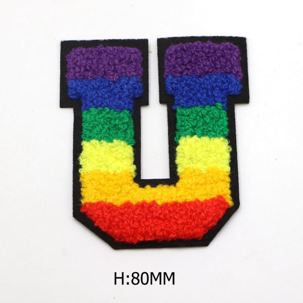 Rainbow Chenille 'Letter U' Embroidered Patch