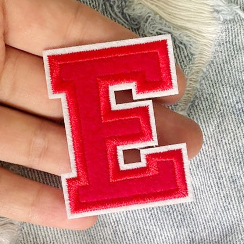 Letter E 'Red' Embroidered Patch