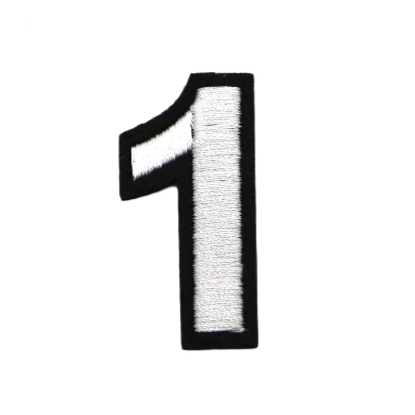 Black and White Number 'One' Embroidered Patch