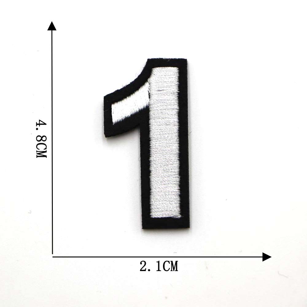 Black and White Number 'One' Embroidered Patch