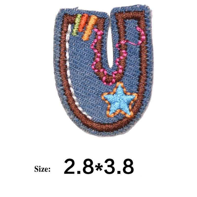 Letter U 'Denim Letter' Embroidered Patch